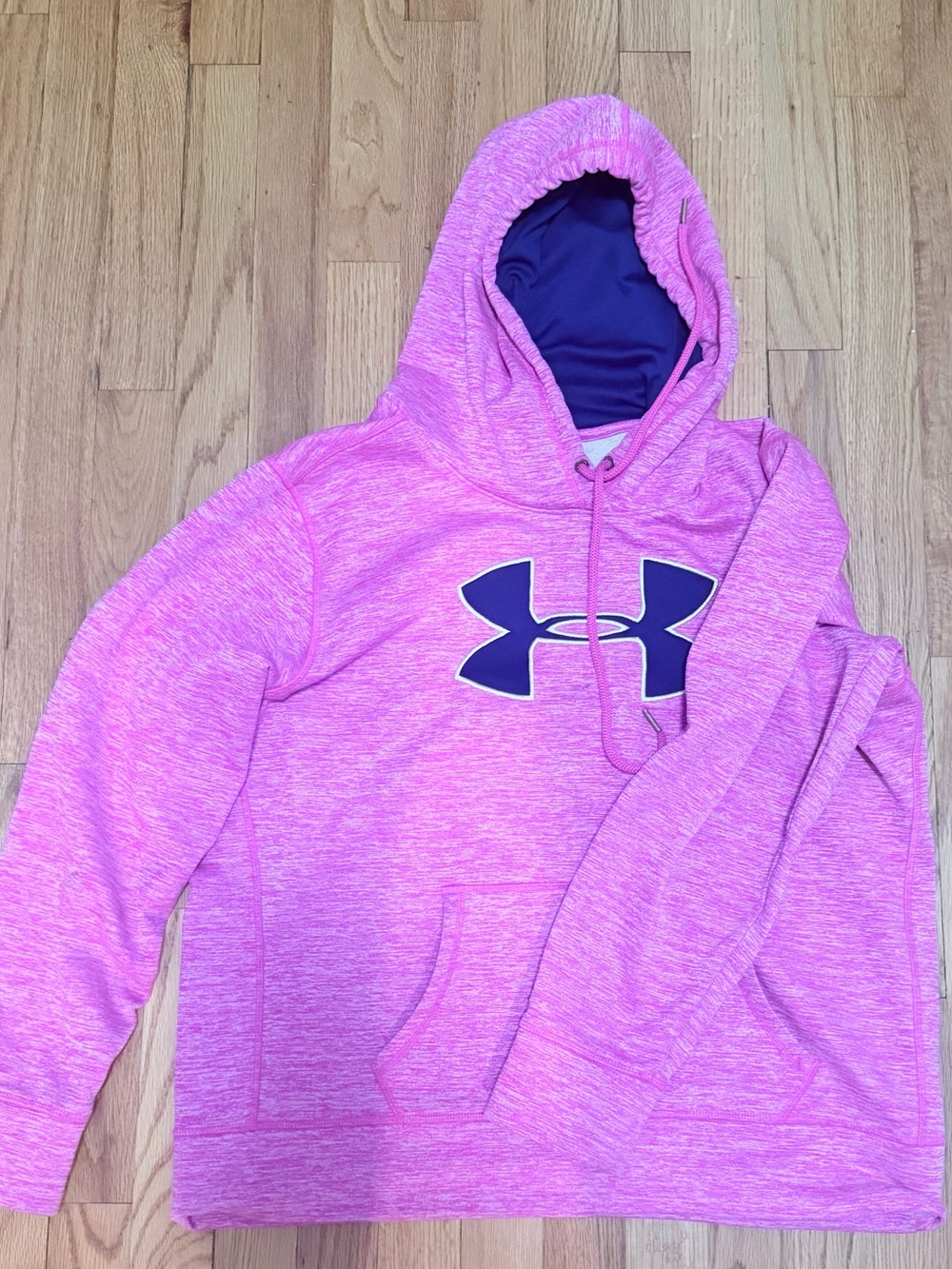 Under Armour Pink Heather Hoodie with Navy Logo